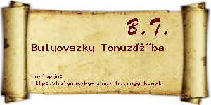 Bulyovszky Tonuzóba névjegykártya
